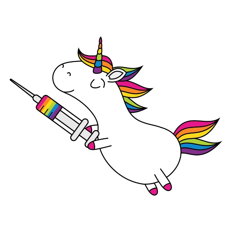 Immunicorn Einhorn mit Regenbogen Spritze
