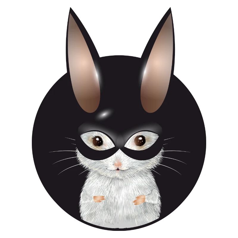 Cute White Mouse with Bunny Mask in Patch