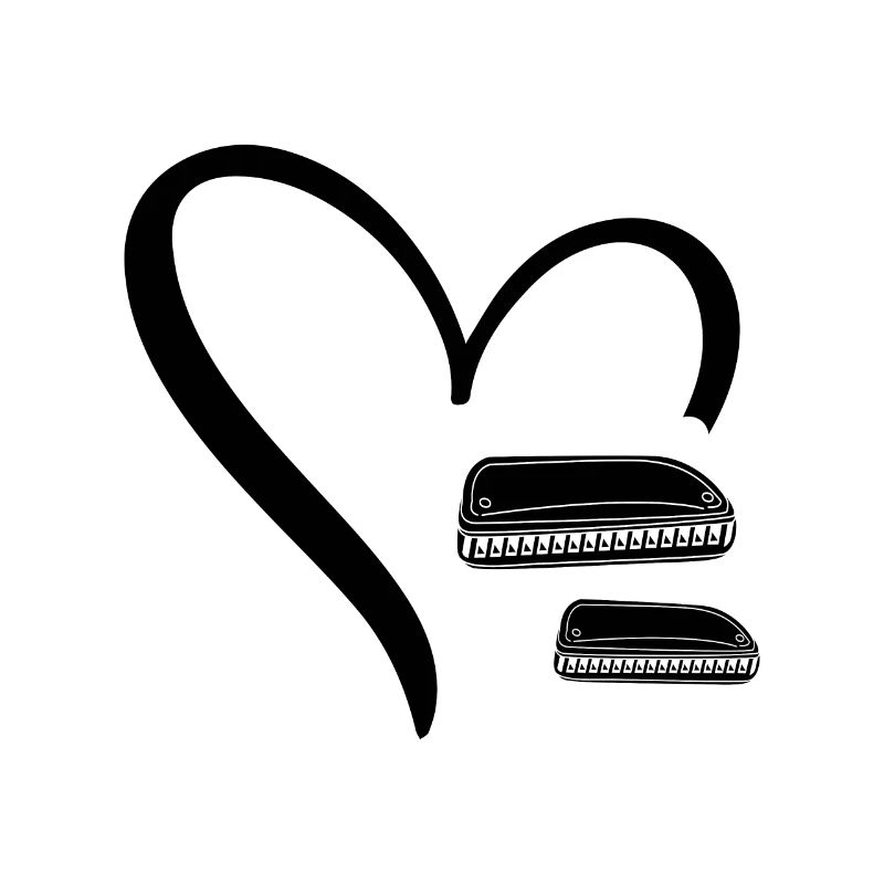 Two Harmonicas In a Heart Harmonica Mouth Organs H