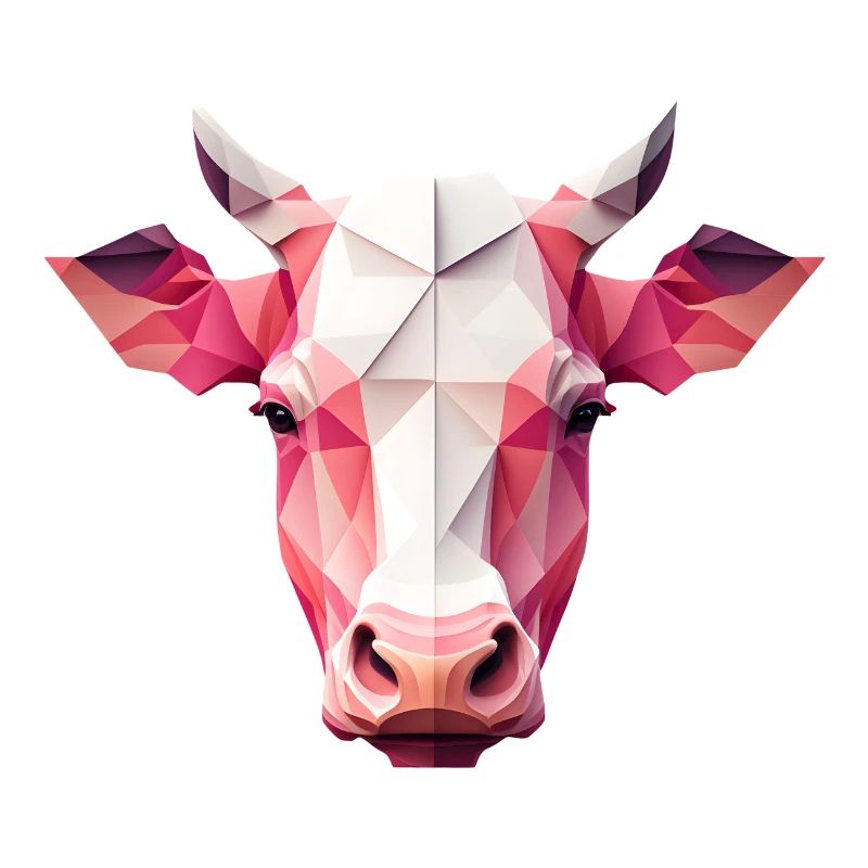 An angular pink cow's head