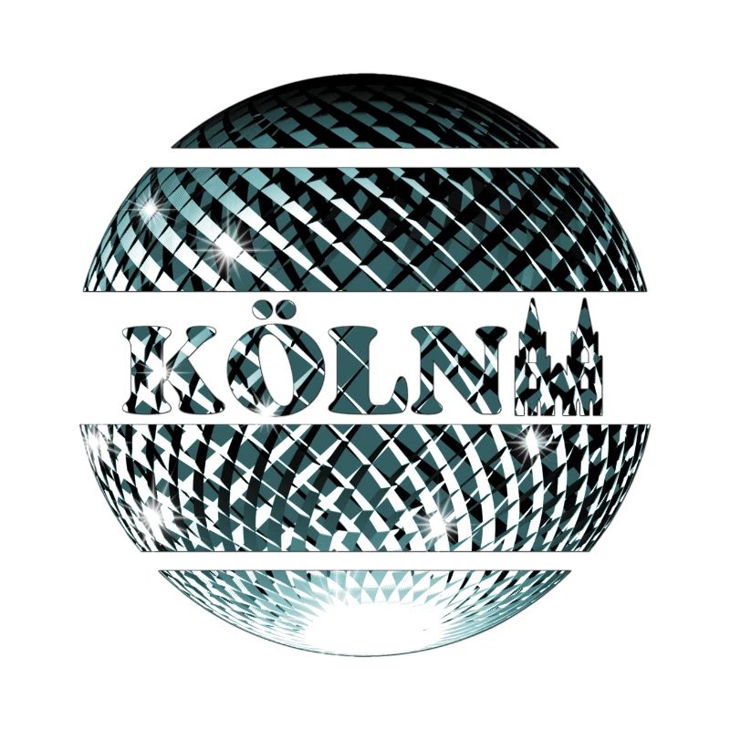 Cologne logo with platinum blue disco ball