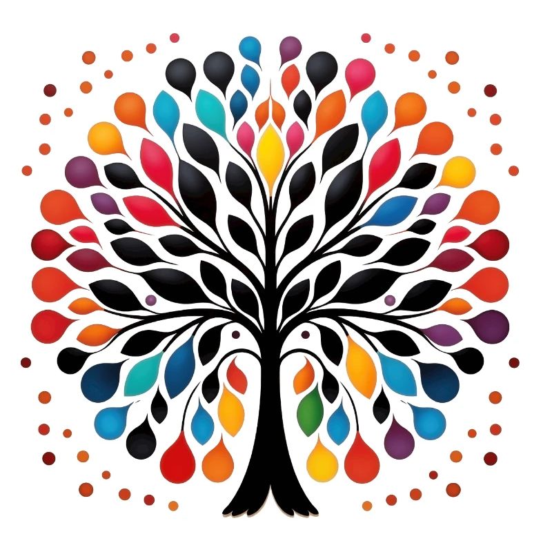 Lebendige Lebensbaum-Dot Art farbenfrohe Design