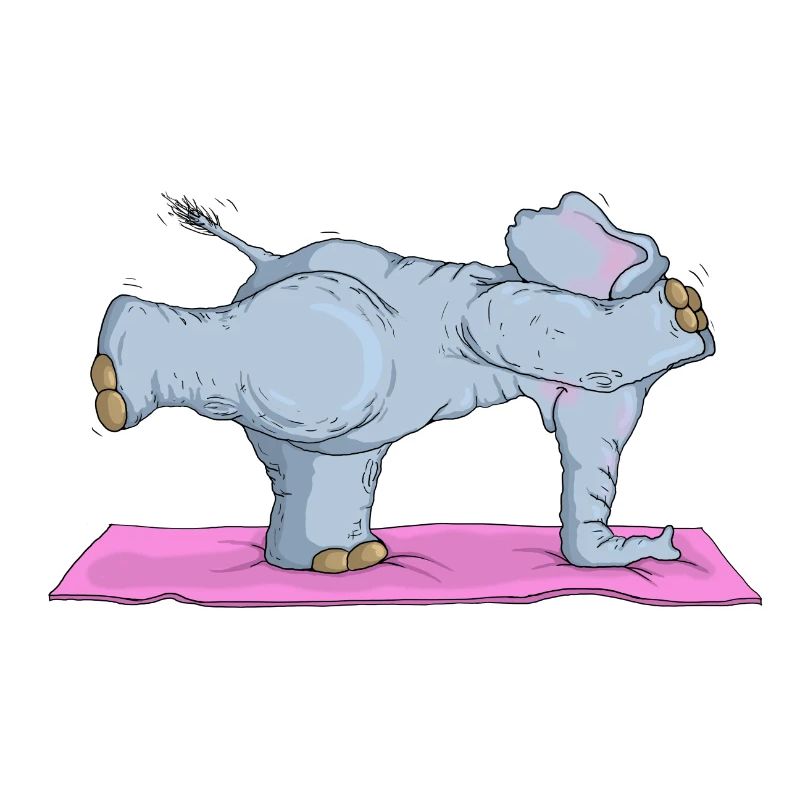The yoga elephant is practicing the balance