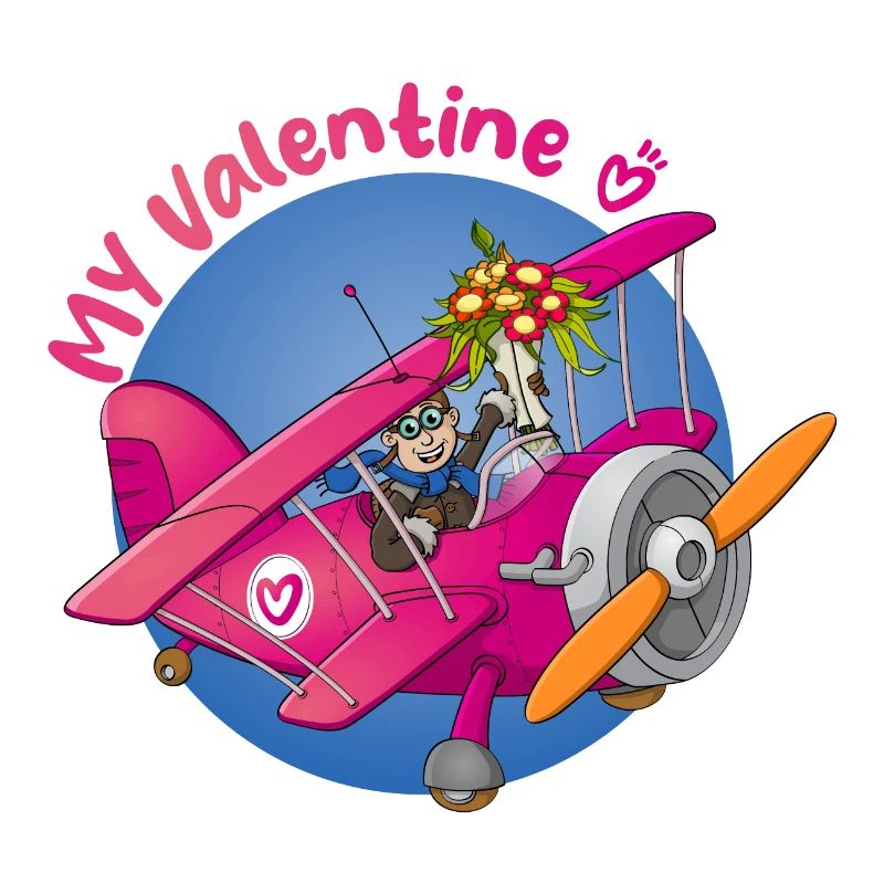 Mein Valentinstag, Pilot mit Blumen im Flugzeug