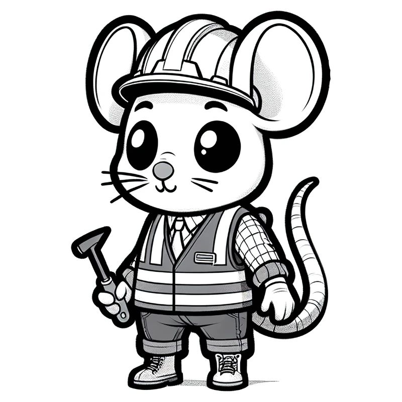 Mignon Souris Ouvrier De La Construction