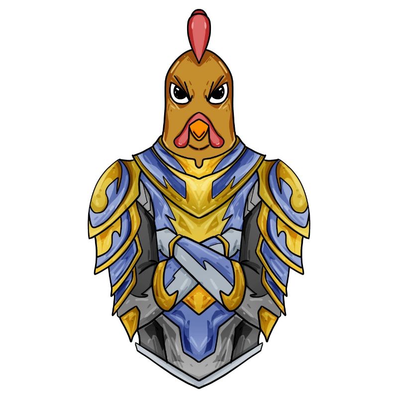 Knight Chicken avec Armor Crusader