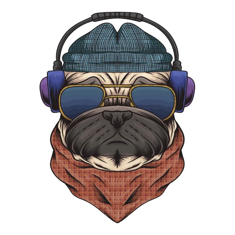 Cooler Mops DJ mit Kopfhörergeschenk für DJs oder Mops