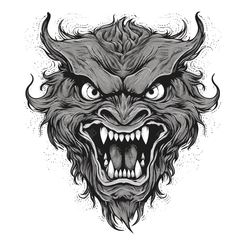 Wild werewolf with nasty teeth, sharp teeth