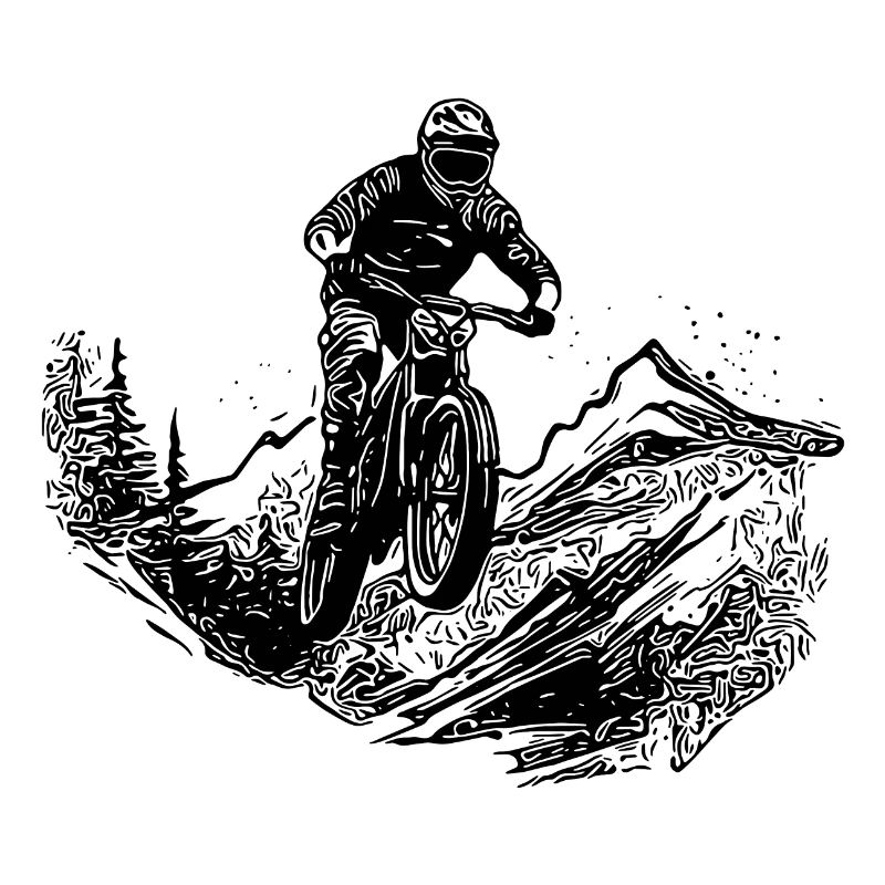 Mountainbiker Waldweg Berg Abfahrt