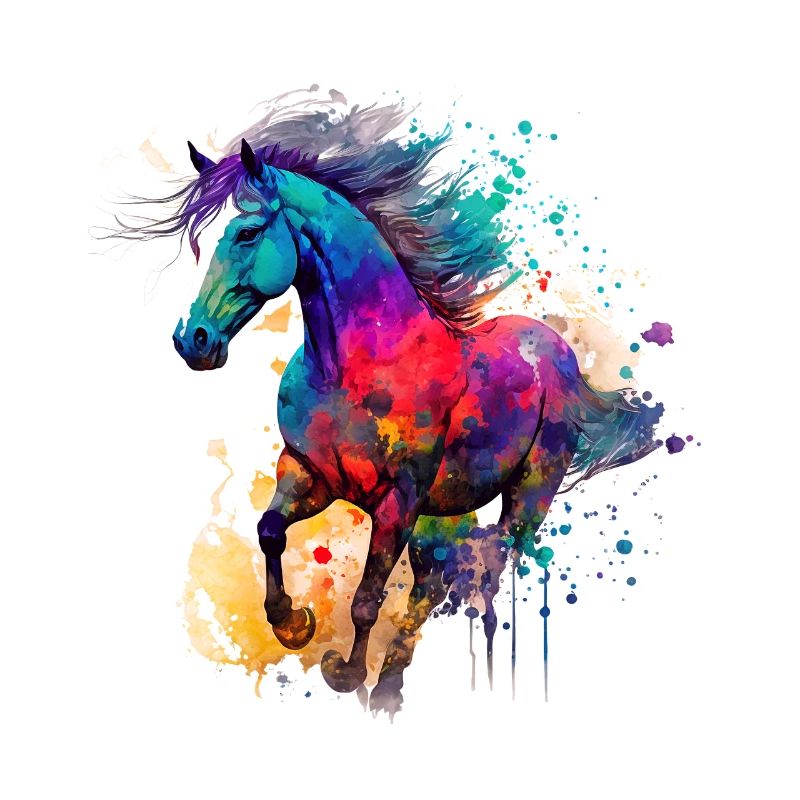Idée passion chevaux cavalière aquarelle splash