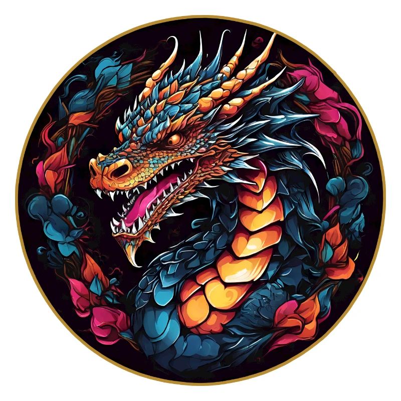 Bunter farbenfroher Drache Drachenportrait