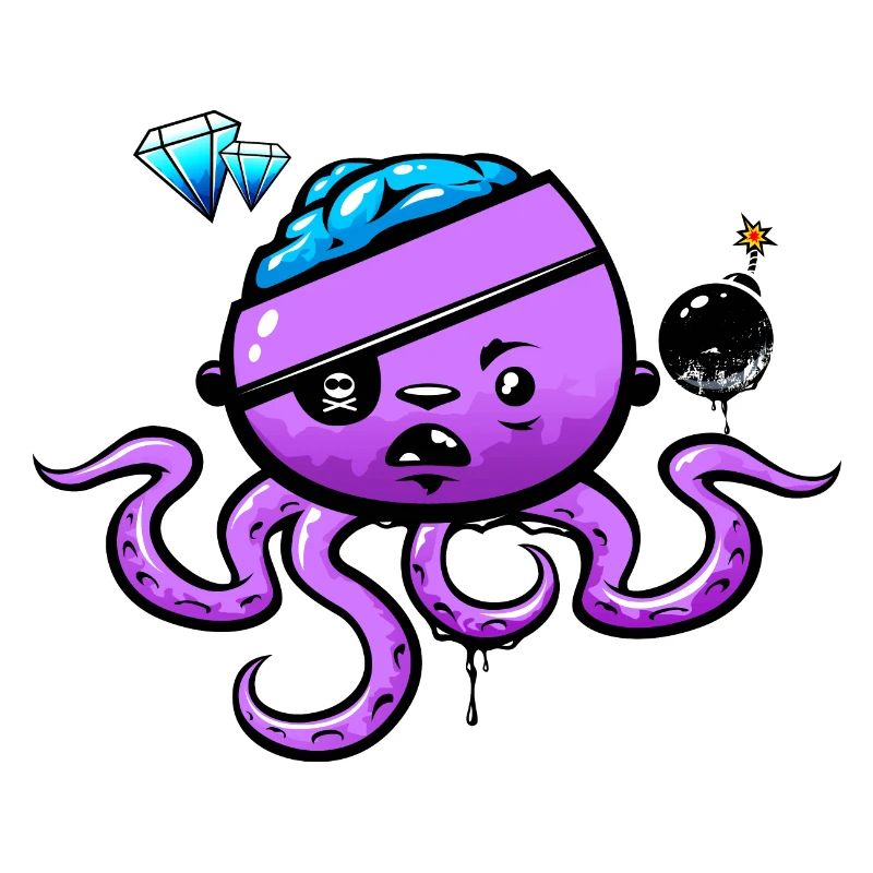 Pieuvre pirate avec bombe