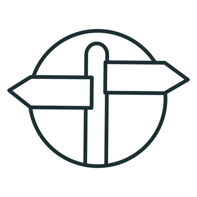 Blank direction sign in a circle