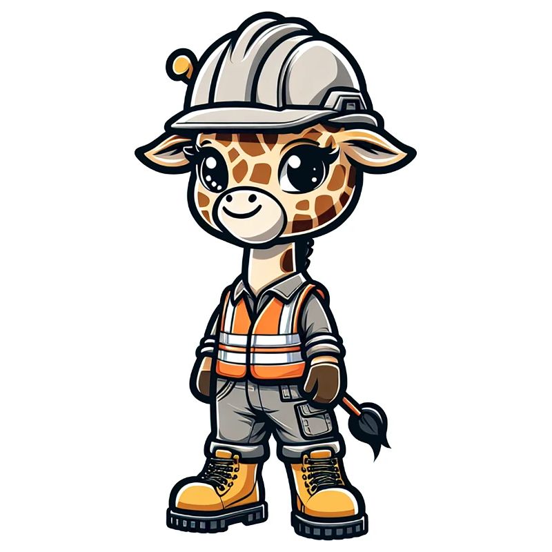 Mignon girafe ouvrier de la construction