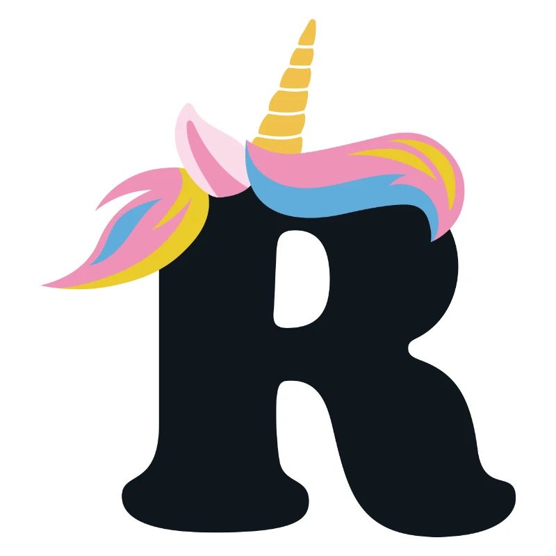 Einhorn-Buchstabe Regenbogenstyle "R" | be unique