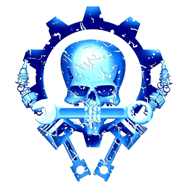 Skull mechanic piston spark plug engine