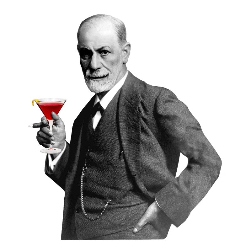 Sigmund Freud mit Cocktail