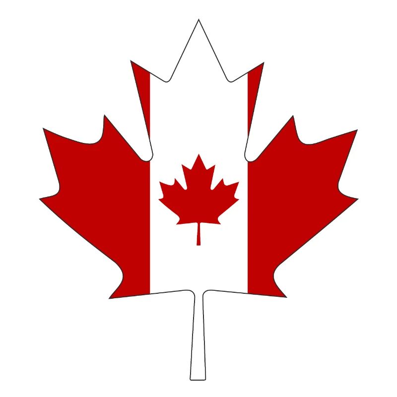 Canada flag as maple leaf with black frame