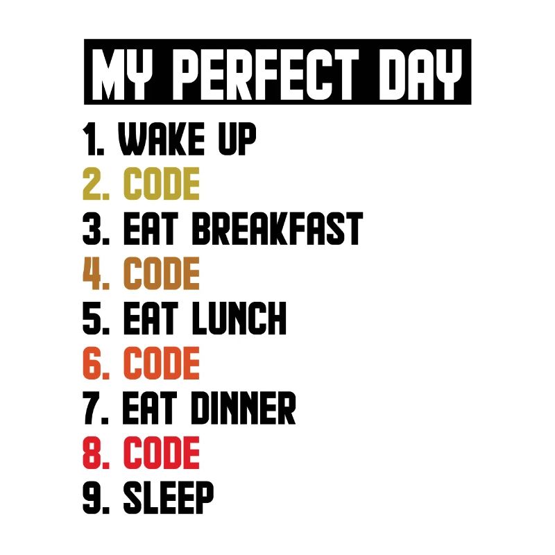 My Perfect Day Wake Up Code Software Developer Pro