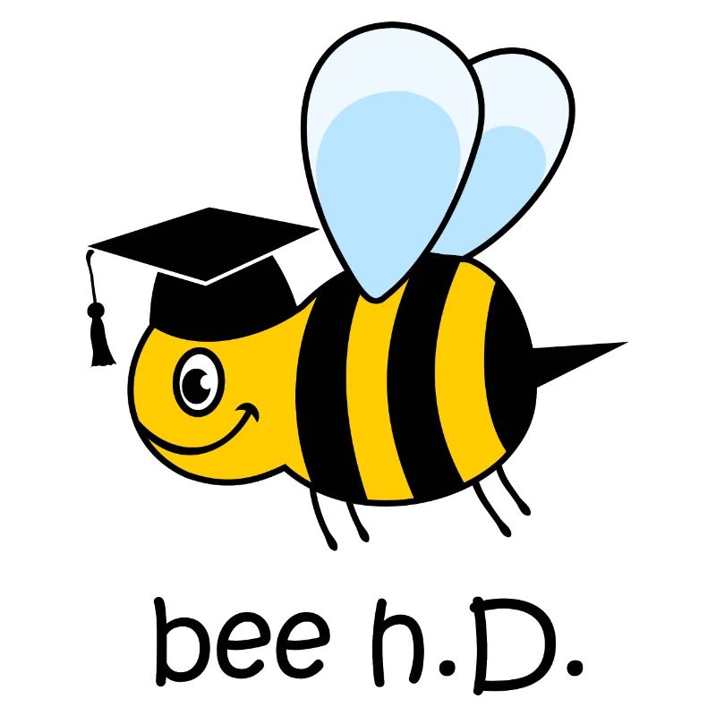 Ph.D., doctor, bee with hat, funny bee, bee