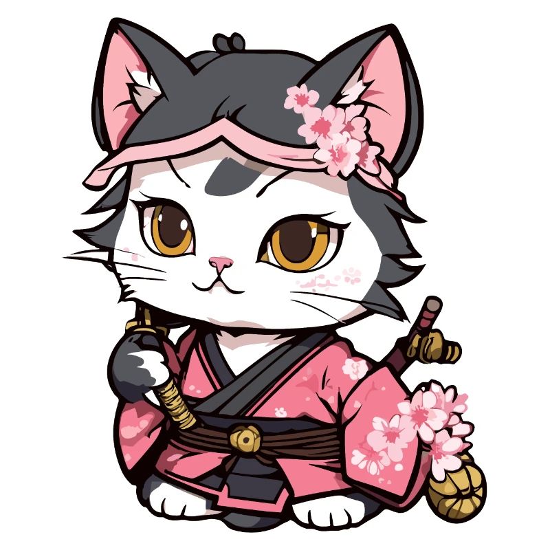 Samurai Katze & Kirschblüten #12
