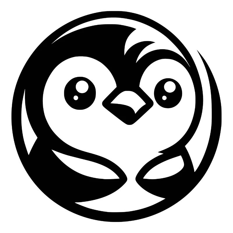 Minimalist penguin drawing with comic charm