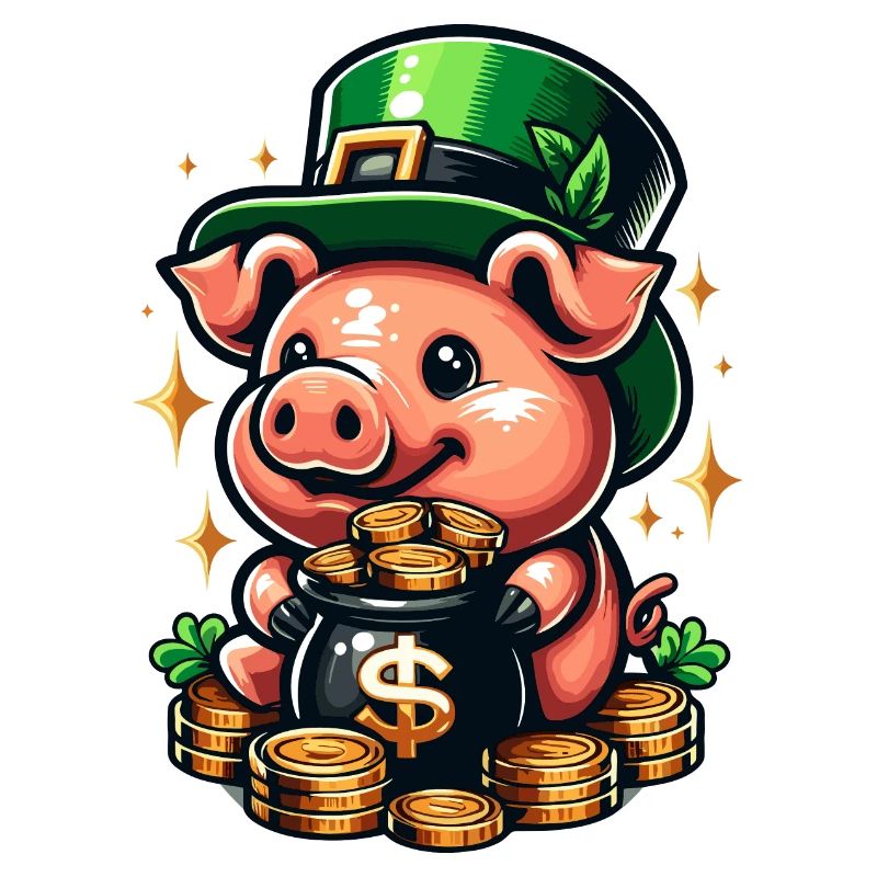 COCHON CHANCEUX JACKPOT ARGENT RICHE PROSPÉRITÉ VERT