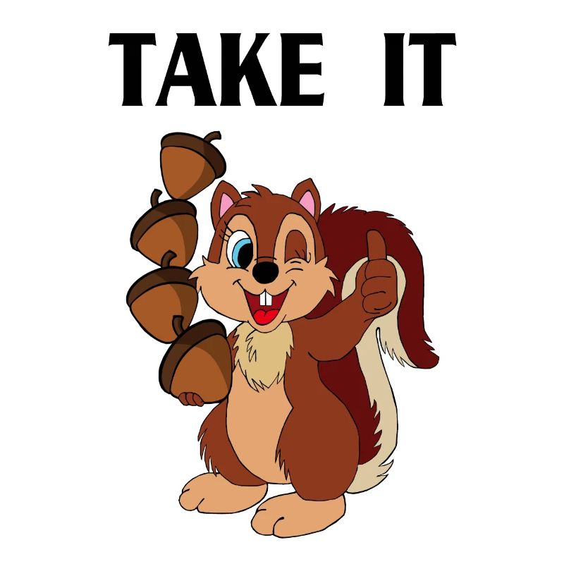 TAKE IT lettering with squirrels