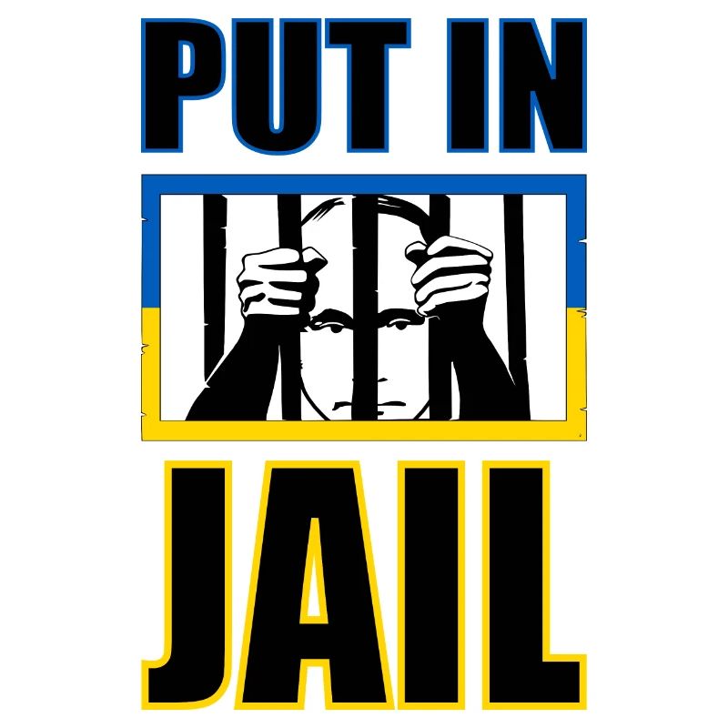 Prison de Poutine - Poutine derrière les barreaux avec le drapeau ukrainien