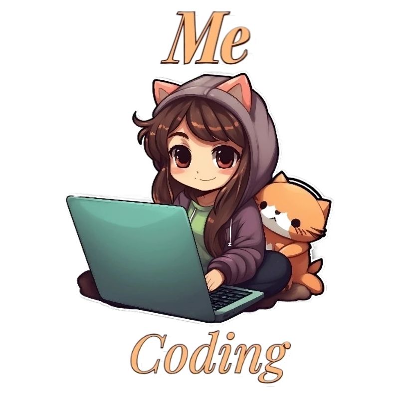 "Code Cutie: Anime-inspired Girl Coding"