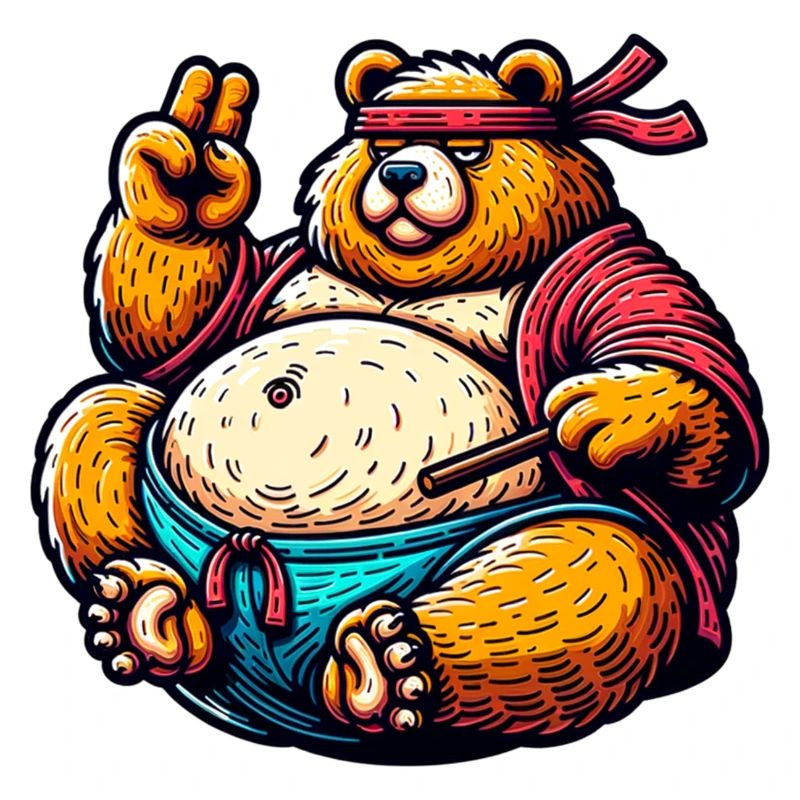 Karate Bear Meditating With Chopsticks