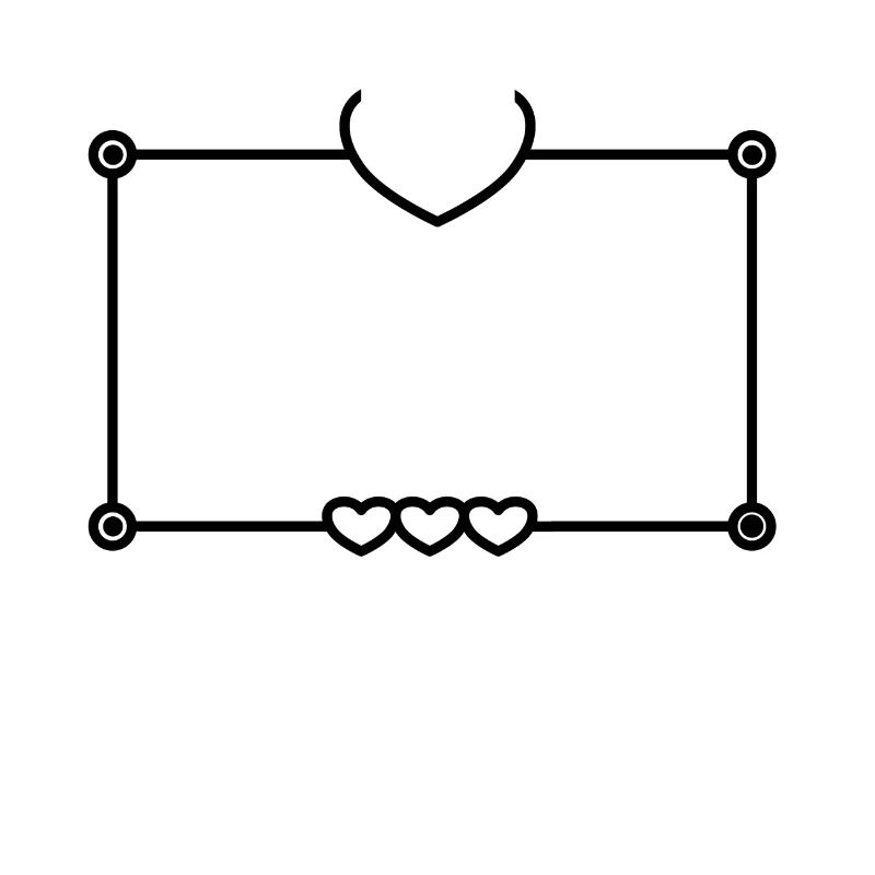 Black Heart Frame Rectangular Shape