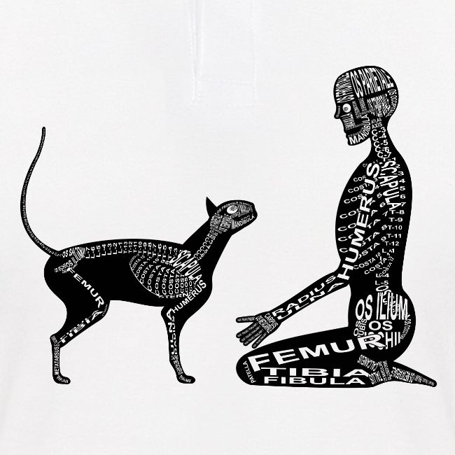 Squelette humain et félin