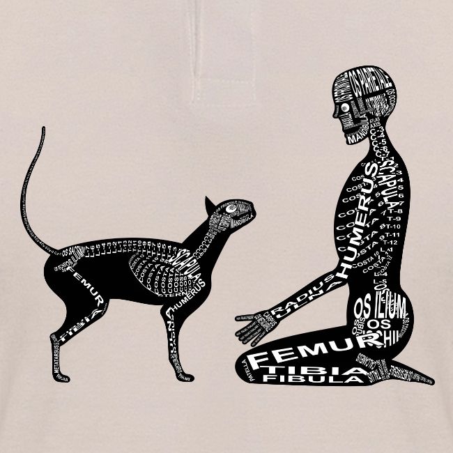 Squelette humain et félin