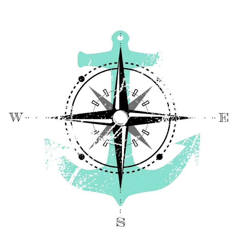 Compass Rose Anchor Compass Maritime motif turquoise