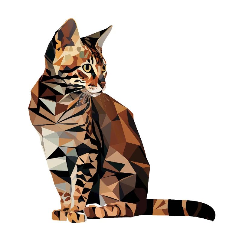 Bengal-Katze im Polygonstil – Geometrisch