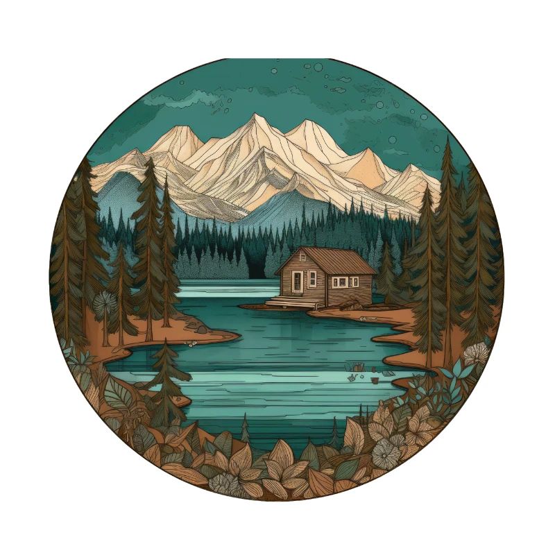 Cabincore Mountain Circle Kunst
