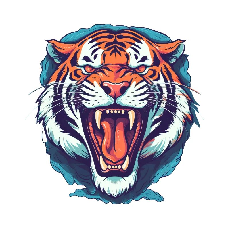 Powerful Tiger Head Vector Illustration
