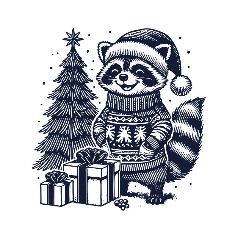 Chandail de Noël Joyeux raton laveur