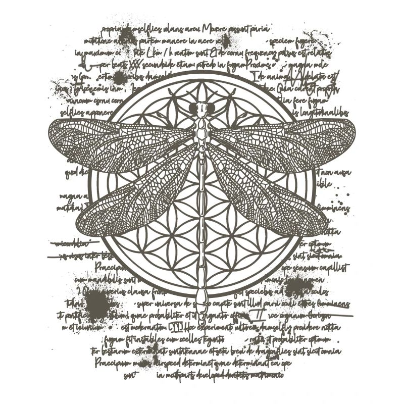 Libellule dans le style de dessin de Leonardo da Vinci Art