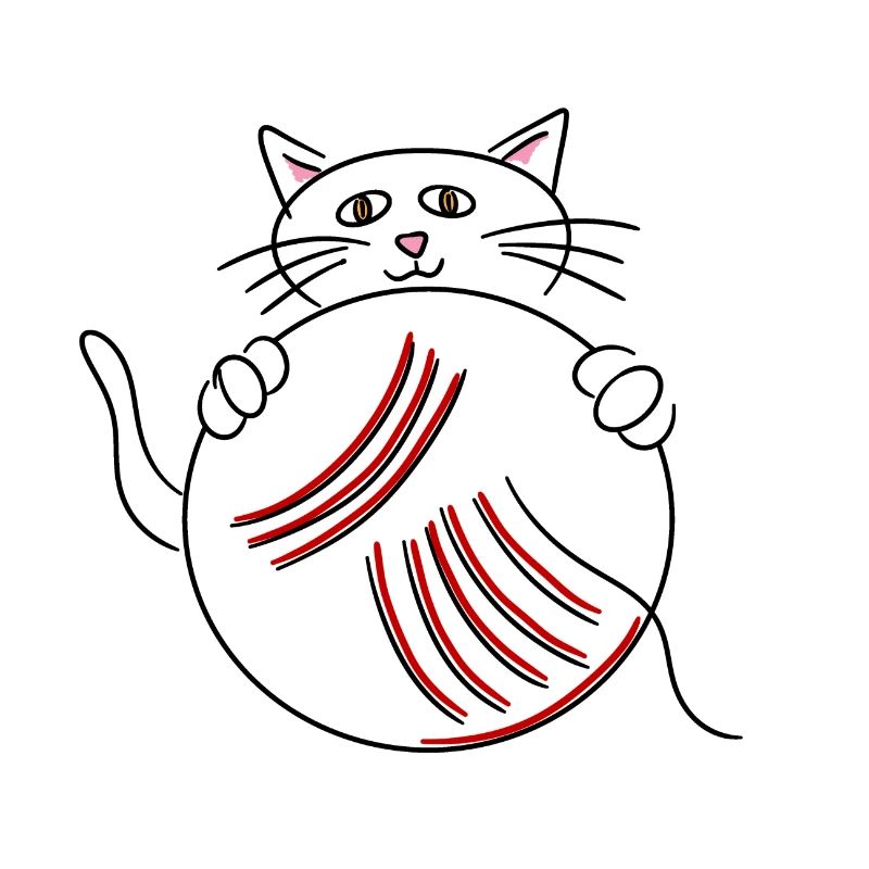 Chat mignon avec idée cadeau boule de laine