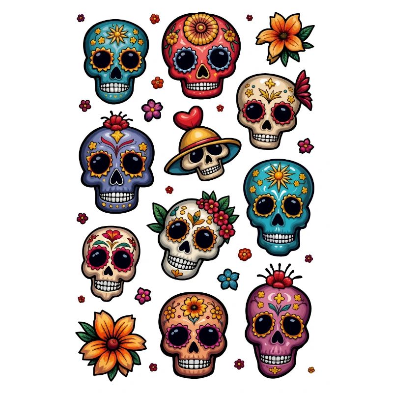 Mexican skull - sugar skull - doodle