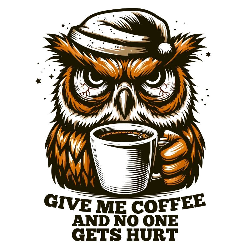 Eule Kaffee müde Geschenk
