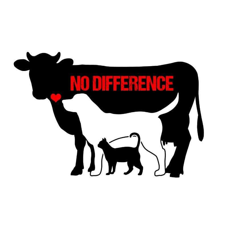 Tiere Kuh Hund Katze NO DIFFERENCE Vegan Geschenk