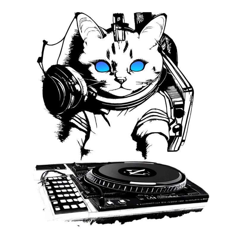 Cat DJ avec table de mixage