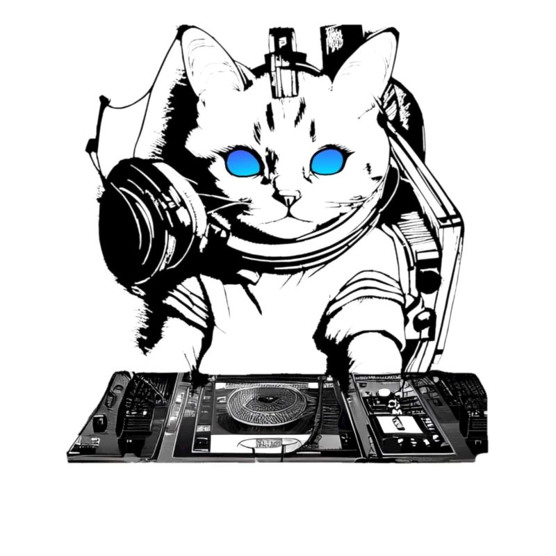 DJ cat with mixer