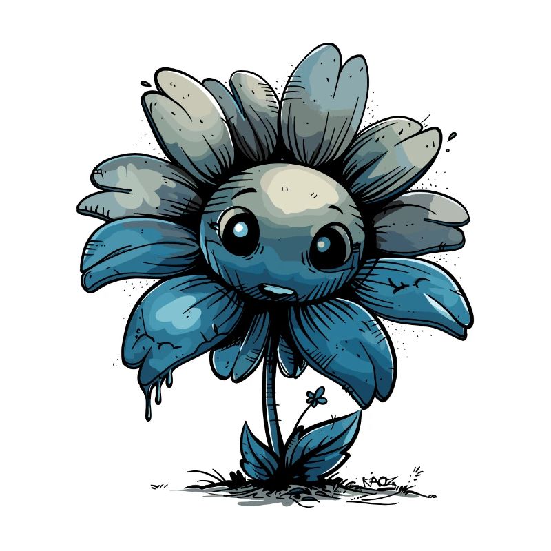 A Dark Blue Comic Flower