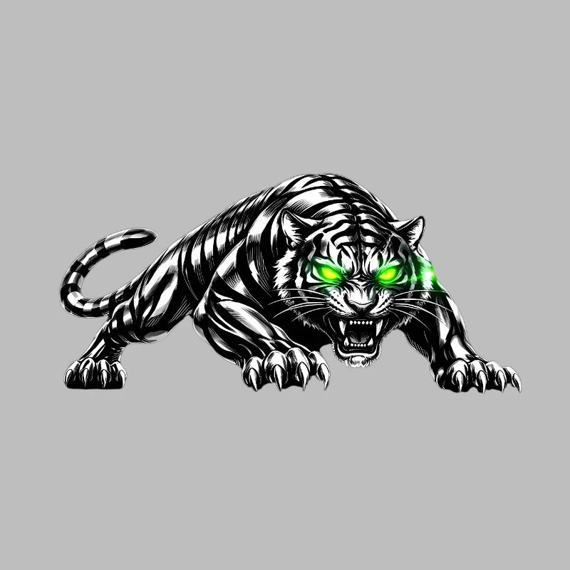 Schwarzer Tiger mit Neonaugen