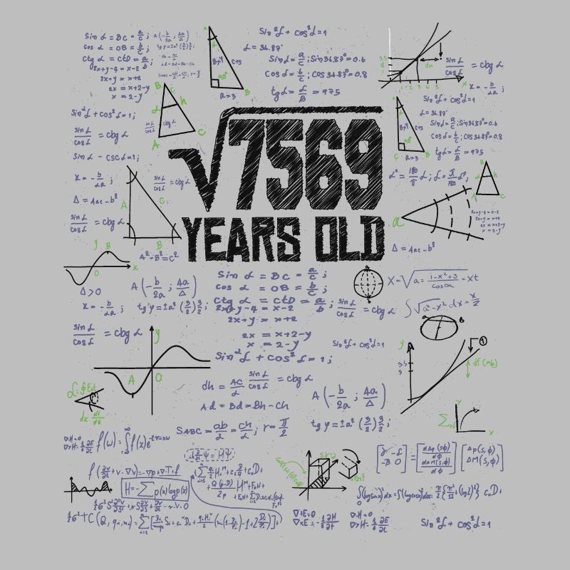Square Root of 7569 Math Nerd 87th Birthday