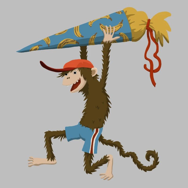 Monkey with school cone